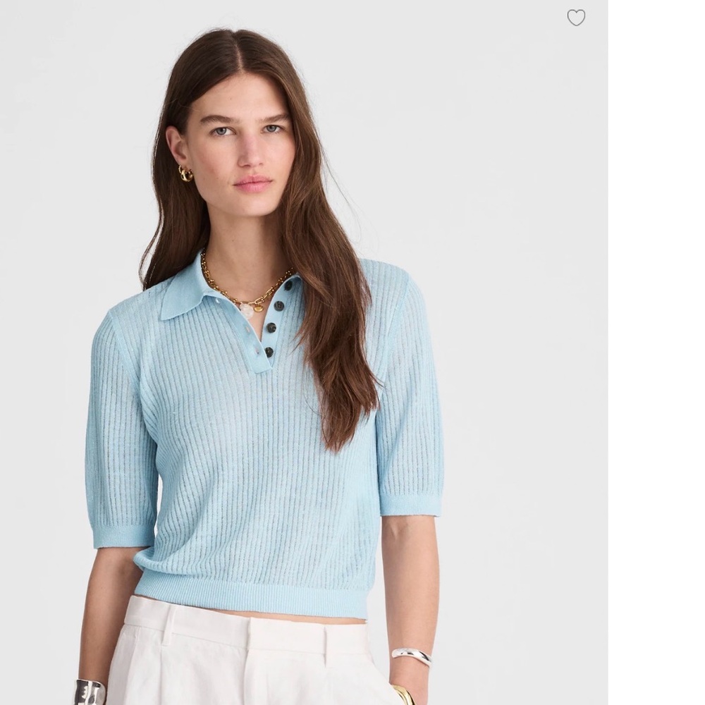 Madewell pale blue Short-Sleeve Polo Sweater Tee